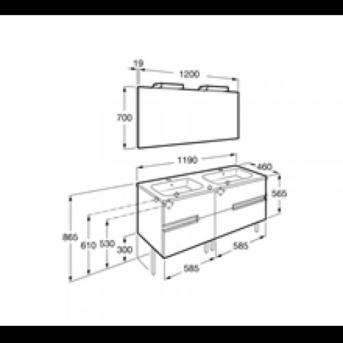 Meuble Pack wengé 120 cm Victoria-N Roca