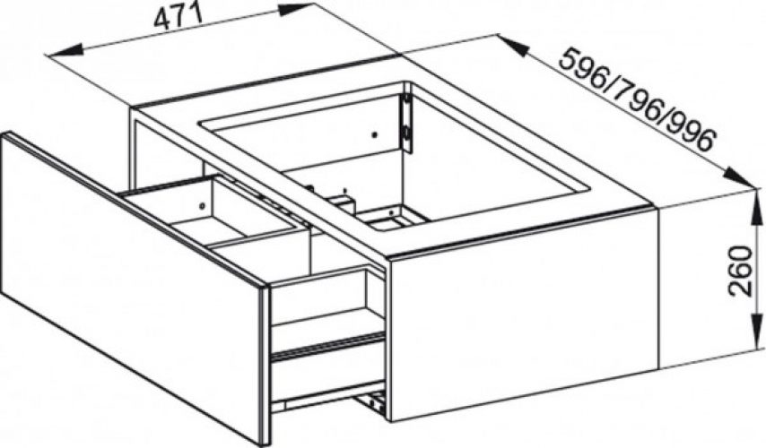 Meuble Pour Lavabo Encastrable Bette Modules 1 tiroir Chêne Naturel RUC1-814