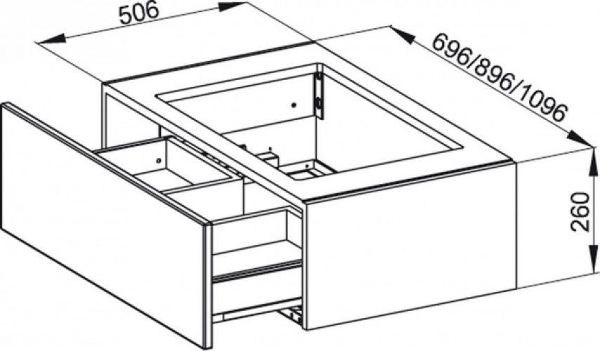 Meuble Pour Lavabo Encastrable Bette Modules 1 tiroir Chêne Naturel RUD1-814