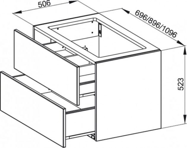 Meuble Pour Lavabo Encastrable Bette Modules 2 tiroirs Chêne Naturel RUB2-814