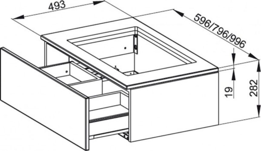 Meuble Pour Lavabo Encastrable Bette Modules avec plaque de recouvrement 1 tiroir Chêne Naturel RE07