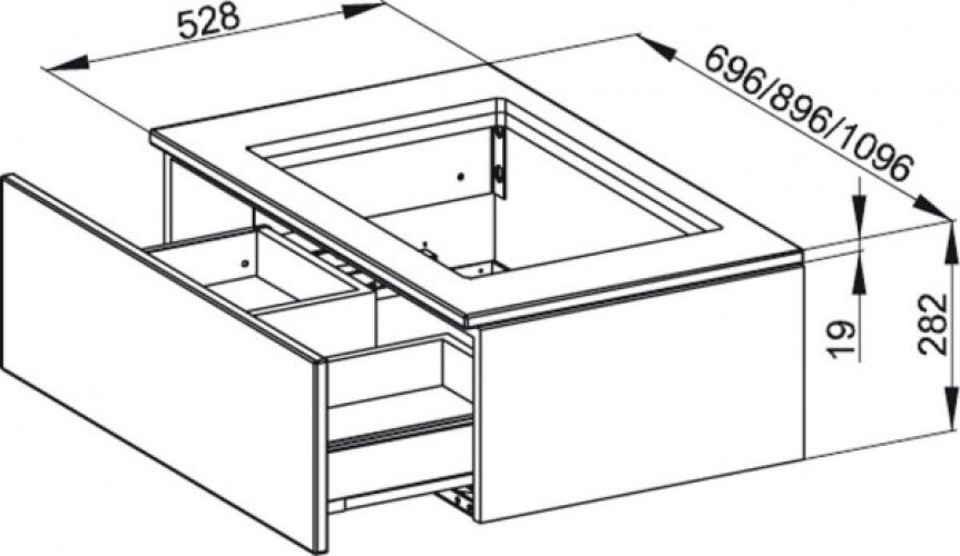 Meuble Pour Lavabo Encastrable Bette Modules avec plaque de recouvrement 1 tiroir Chêne Naturel RE10