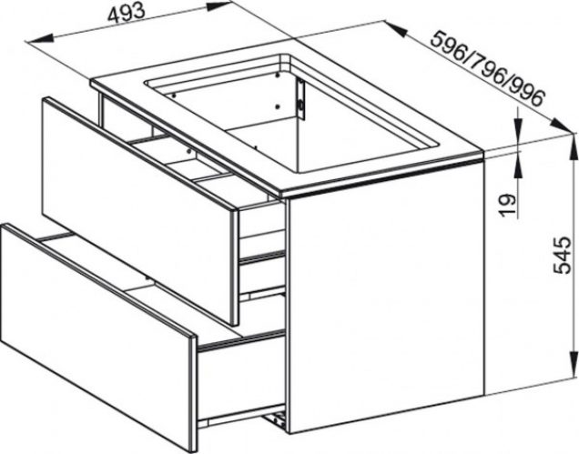 Meuble Pour Lavabo Encastrable Bette Modules avec plaque de recouvrement 2 tiroirs Chêne Naturel RE0