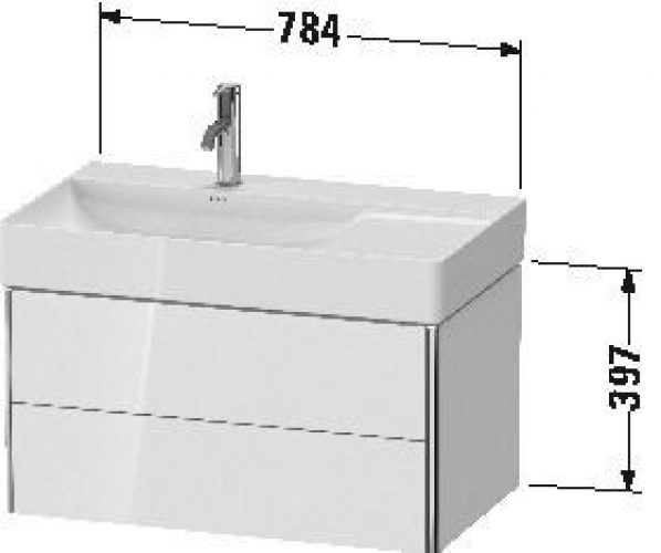 Meuble Pour Lavabo Encastrable suspendu Duravit XSquare pour 234880, 784 mm