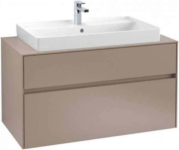 Meuble Pour Vasque à Poser Villeroy and Boch Collaro Suspendu avec LED 1000x500x548mm Blanc Brillant