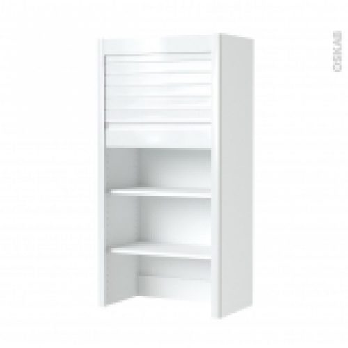 Meuble Rideau Cuisine Petit Dejeuner Coulissant Volet Blanc Brillant L60 X H121 X P37 Cm Sokleo