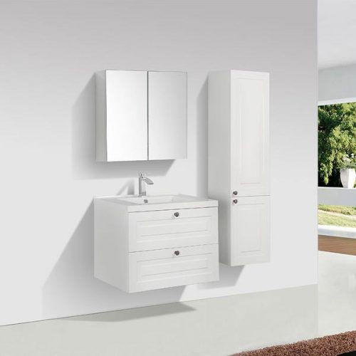 Meuble rétro simple vasque FIRENZE 75 cm blanc laqué