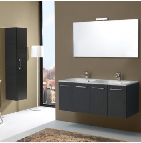 MEUBLE SALLE DE BAIN DE 120 CM AVEC QUATRE PORTES ET DOUBLE LAVABO BOSTON EN TANNER