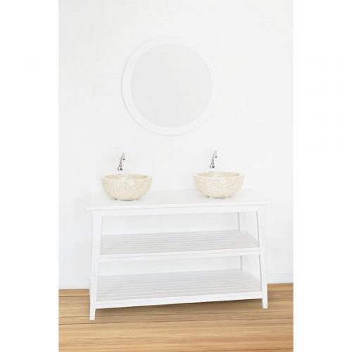 Meuble salle de bain KANPUR en teck blanc 120 cm