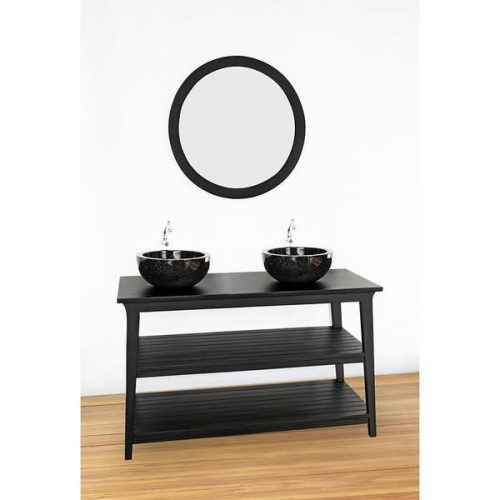 Meuble salle de bain KANPUR en teck noir 120 cm