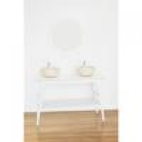 Meuble salle de bain TORI en teck blanc 120 cm