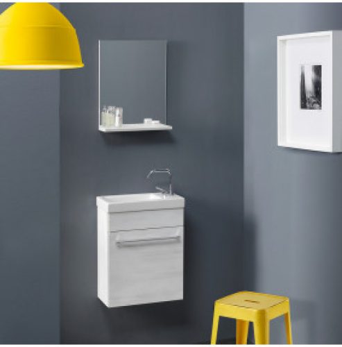 MEUBLE SALLE DE BAINS GAIN DE PLACE 42 x 106,50 CM EN CHENE BLANCHI