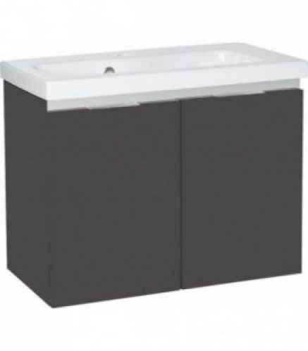 Meuble sous vasque avec vasque céramique EOLA – 2 portes – anthracite brillant 710x580x380mm