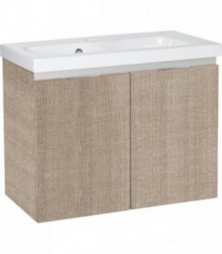 Meuble sous vasque avec vasque céramique EOLA – 2 portes – tranche écru 710x580x380mm