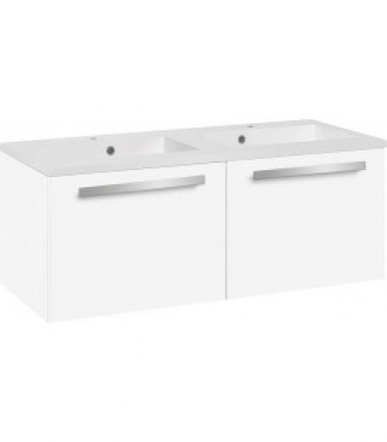Meuble sous vasque et vasque minerale, blanc mat, 2 tiroirs 1210x494x510mm