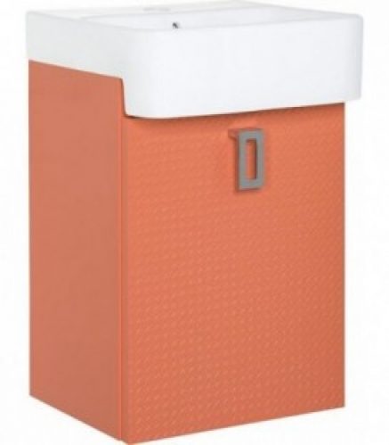 Meuble sous vasque + vasque céramique EDMA 1 porte, cerise, butée droite, 355x550x278/355