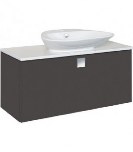 Meuble sous vasque + vasque céramique ELION, antrhacite mat 1 tiroir, 960x650x380/445mm