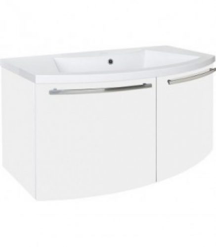 Meuble sous vasque + vasque ELONIA, blanc brillant, 2 portes 960x535x375/510