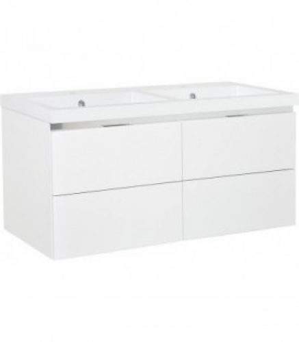 Meuble sous vasque + vasque EPIC blanc brillant, 4 tiroirs 1210x580x510mm