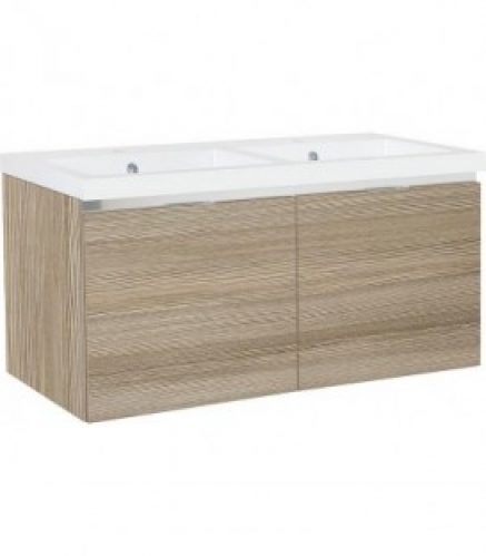 Meuble sous vasque + vasque fonte EPIC 2xtiroirs, meleze brun clair 1210x580x510 mm