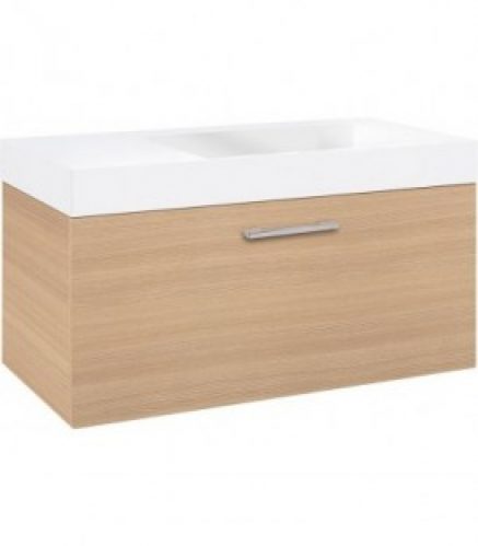 Meuble sous vasque + vasque fonte minéra ELISA, chene clair, 1 tiroir 905x534x505 mm