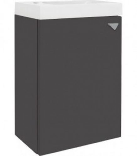 Meuble sous vasque + vasque fonte minéral, ELYP 1 porte, anthracite mat, gauche, 400x609x220mm