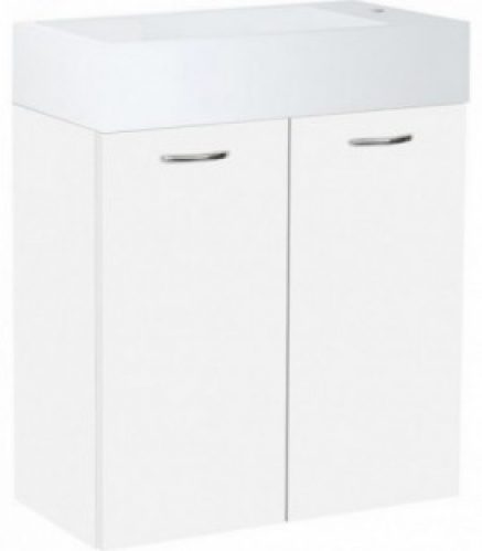 Meuble sous vasque + vasque fonte minéral ENISAR blanc mat