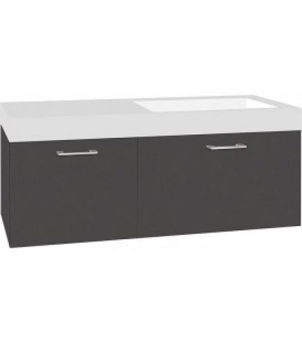 Meuble sous vasque + vasque minerale EMPI anthracite mat 2 tiroirs, 1205x534x508mm