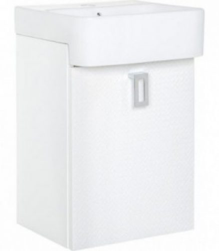 Meuble sous vasque+vasque céramique EDMA 1 porte, vert brillant, droite, 355x550x278/355