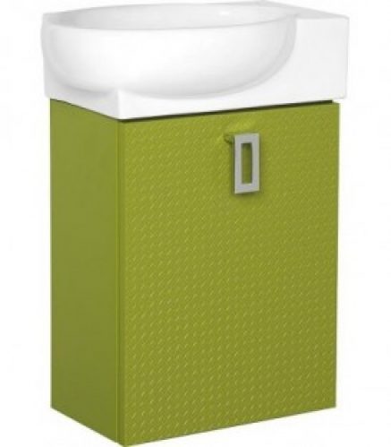 Meuble sous vasque+vasque ´ céramique EDMA, 1 porte,blanc brillant, droite, 435x500x180/275