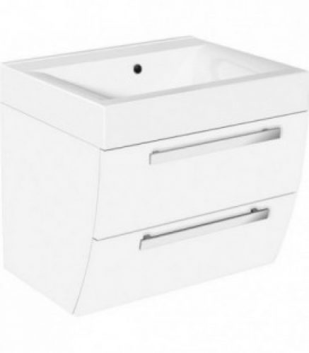 Meuble sous vasque+vasque fonte minerale ENNA blanc brillant, 2 tiroirs 600x554x500 mm