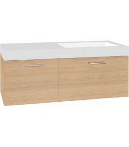 Meuble sous vasque+vasque fonte minéral EMPI, chene clair, 2 tiroirs 1205x534x508 mm