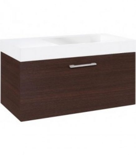 Meuble sous vasque+vasque fonte minérale ELISA, chene foncé, 1 tiroir 905x534x505 mm