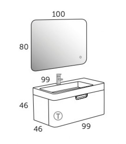 Meuble Suspendu Salle de Bain Strip 100