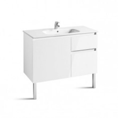 Meuble Unik ANIMA 1000 1 porte, 2 tiroirs asymétrique et lavabo
