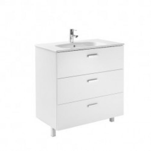 Meuble Unik VICTORIA Family 800 – 3 tiroirs + lavabo – Blanc brillant