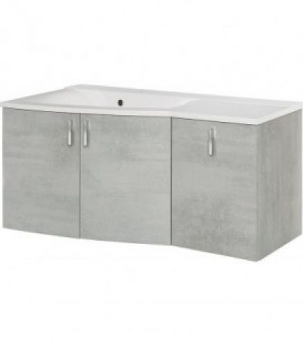 Meuble + vasque fonte minerale EBAMO chene gris decor pierres-tablette a droite 1060x526x370/510 3 portes