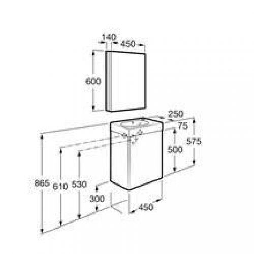 Meuble Wengé avec armoire-miroir Mini Roca
