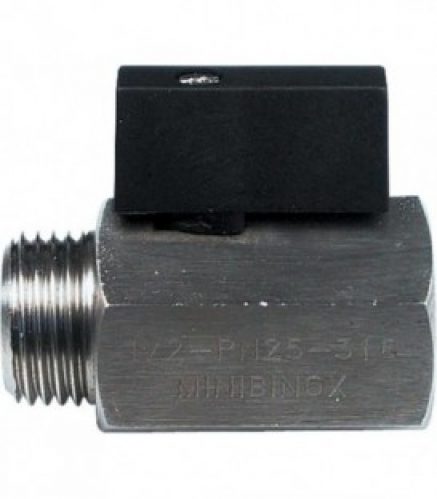 Mini robinet a boisseau spherique inox AISI 316, filet fem x filet male 1/4&Prime; avec levier court