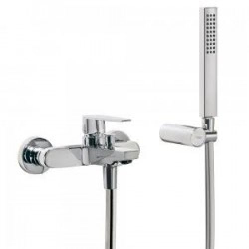 Mitigeur bain Douchette à main anticalcaire (299.631.08) avec support orientable et flexible satin…