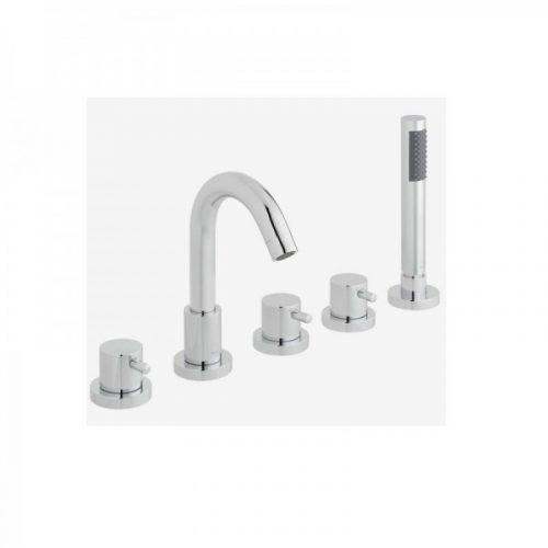 Mitigeur Bord de Baignoire Vado Zoo 5 Trous Avec Set De Douche Chromé ZOO-135-3/4-C/P