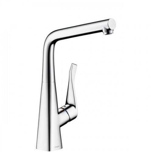 Mitigeur Cuisine Hansgrohe Metris avec bec orientable sur 3 niveaux aspect acier