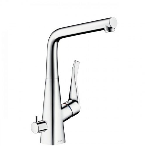 Mitigeur cuisine Hansgrohe monocommande Metris Select 320mm avec robinet d’arrêt Chromé 14888000