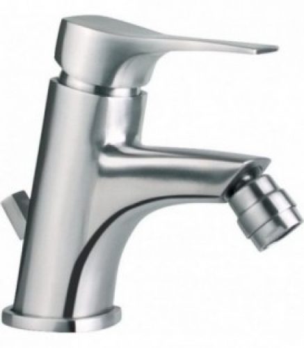 Mitigeur de bidet inox Easy inox mat, avec garniture d’écoulement saillie 120 mm