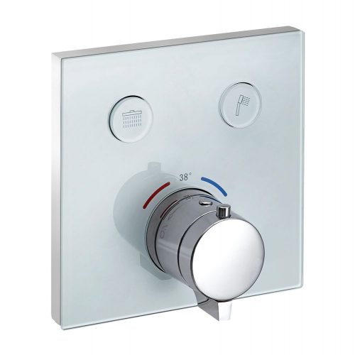 Mitigeur de douche thermostatique NT7306 – carré – 2 sorties – plaque de recouvrement – avec corps d&rsquo;encastrement