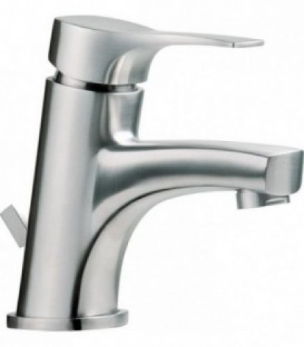 Mitigeur de lavabo inox Easy inox mat , avec garniture d`écoulement saillie 108 mm