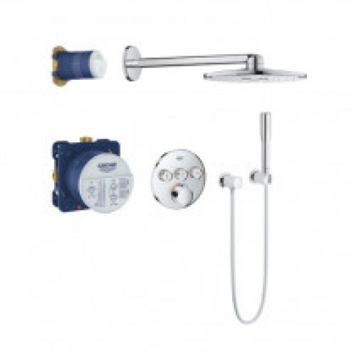 Mitigeur douche encastrable Grohe Grohtherm SmartControl Rainshower 310 SmartActive Cube – Façade ronde