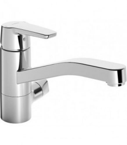Mitigeur evier Hansapolo chromé, avec vanne d’arrêt, bec orientable
