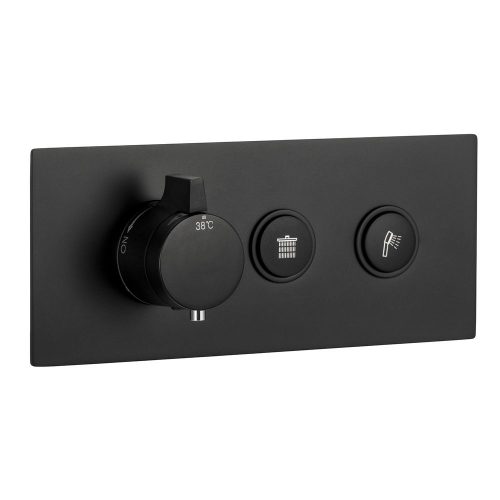 Mitigeur thermostatique de douche à encastrer NT7176 en noir mat ou en blanc mat- 2 sorties – avec corps d’encastrement