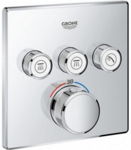 Mitigeur thermostatique encastré Grohe Grohtherm, Smartcontrol, chromé, avec 3 vannes d’arret